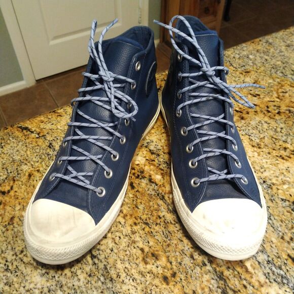 Converse CTAS High Top Leather Shoes Navy/Indigo Sz M10/W12 163338C - Picture 3 of 12